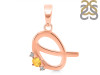 Citrine & White Topaz Alphabet Q Pendant CIT-RDA-17.