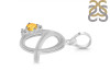 Citrine & White Topaz Alphabet Q Pendant CIT-RDA-17.