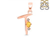 Citrine & White Topaz Alphabet T Pendant CIT-RDA-20.
