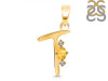Citrine & White Topaz Alphabet T Pendant CIT-RDA-20.