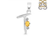 Citrine & White Topaz Alphabet T Pendant CIT-RDA-20.