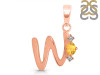 Citrine & White Topaz Alphabet W Pendant CIT-RDA-23.