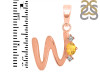 Citrine & White Topaz Alphabet W Pendant CIT-RDA-23.