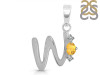 Citrine & White Topaz Alphabet W Pendant CIT-RDA-23.