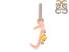 Citrine & White Topaz Alphabet J Pendant CIT-RDA-36.