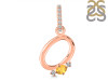 Citrine & White Topaz Alphabet O Pendant CIT-RDA-41.