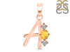 Citrine & White Topaz Alphabet A Pendant CIT-RDA-53.