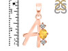 Citrine & White Topaz Alphabet A Pendant CIT-RDA-53.