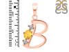 Citrine & White Topaz Alphabet B Pendant CIT-RDA-54.