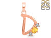 Citrine & White Topaz Alphabet D Pendant CIT-RDA-56.