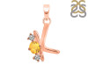 Citrine & White Topaz Alphabet K Pendant CIT-RDA-63.