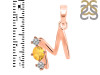 Citrine & White Topaz Alphabet M Pendant CIT-RDA-65.