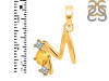 Citrine & White Topaz Alphabet M Pendant CIT-RDA-65.