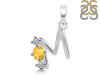 Citrine & White Topaz Alphabet M Pendant CIT-RDA-65.