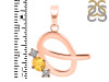 Citrine & White Topaz Alphabet Q Pendant CIT-RDA-69.