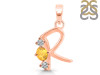 Citrine & White Topaz Alphabet R Pendant CIT-RDA-70.