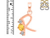 Citrine & White Topaz Alphabet R Pendant CIT-RDA-70.