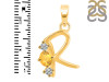 Citrine & White Topaz Alphabet R Pendant CIT-RDA-70.