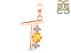 Citrine & White Topaz Alphabet T Pendant CIT-RDA-72.
