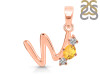 Citrine & White Topaz Alphabet W Pendant CIT-RDA-75.