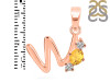 Citrine & White Topaz Alphabet W Pendant CIT-RDA-75.