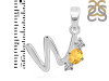 Citrine & White Topaz Alphabet W Pendant CIT-RDA-75.