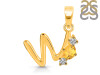 Citrine & White Topaz Alphabet W Pendant CIT-RDA-75.