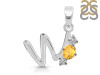 Citrine & White Topaz Alphabet W Pendant CIT-RDA-75.