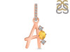 Citrine & White Topaz Alphabet A Pendant CIT-RDA-79.