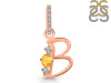 Citrine & White Topaz Alphabet B Pendant CIT-RDA-80.