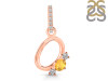 Citrine & White Topaz Alphabet O Pendant CIT-RDA-93.
