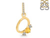 Citrine & White Topaz Alphabet O Pendant CIT-RDA-93.