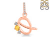 Citrine & White Topaz Alphabet Q Pendant CIT-RDA-95.