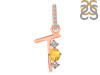 Citrine & White Topaz Alphabet T Pendant CIT-RDA-98.