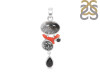 Red Coral/Black Rutile/Black Spinel Pendant-2SP COR-1-123