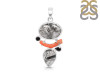 Red Coral/Black Rutile/Black Spinel Pendant-2SP COR-1-128