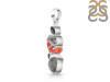 Red Coral/Black Rutile/Herkimer Diamond/Black Spinel Pendant-2SP COR-1-236