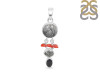 Red Coral/Black Rutile/Herkimer Diamond/Black Spinel Pendant-2SP COR-1-241