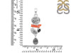 Red Coral/Black Rutile/Herkimer Diamond/Black Spinel Pendant-2SP COR-1-248