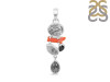 Red Coral/Black Rutile/Herkimer Diamond/Black Spinel Pendant-2SP COR-1-248