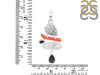 Red Coral/Black Rutile/Herkimer Diamond/Black Spinel Pendant-2SP COR-1-255