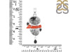 Red Coral/Black Rutile/Black Spinel Pendant-2SP COR-1-276