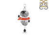 Red Coral/Black Rutile/Black Spinel Pendant-2SP COR-1-276