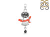 Red Coral/Black Rutile/Herkimer Diamond/Black Spinel Pendant-2SP COR-1-278