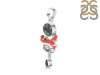 Red Coral/Black Rutile/Herkimer Diamond/Black Spinel Pendant-2SP COR-1-278