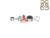 Red Coral/Black Rutile/Herkimer Diamond/Black Spinel Pendant-2SP COR-1-278
