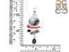 Red Coral/Black Rutile/Herkimer Diamond/Black Spinel Pendant-2SP COR-1-286
