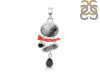 Red Coral/Black Rutile/Herkimer Diamond/Black Spinel Pendant-2SP COR-1-286