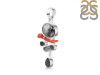 Red Coral/Black Rutile/Herkimer Diamond/Black Spinel Pendant-2SP COR-1-286