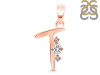 Cubic Zirconia Alphabet T Pendant CUZ-RDA-20.